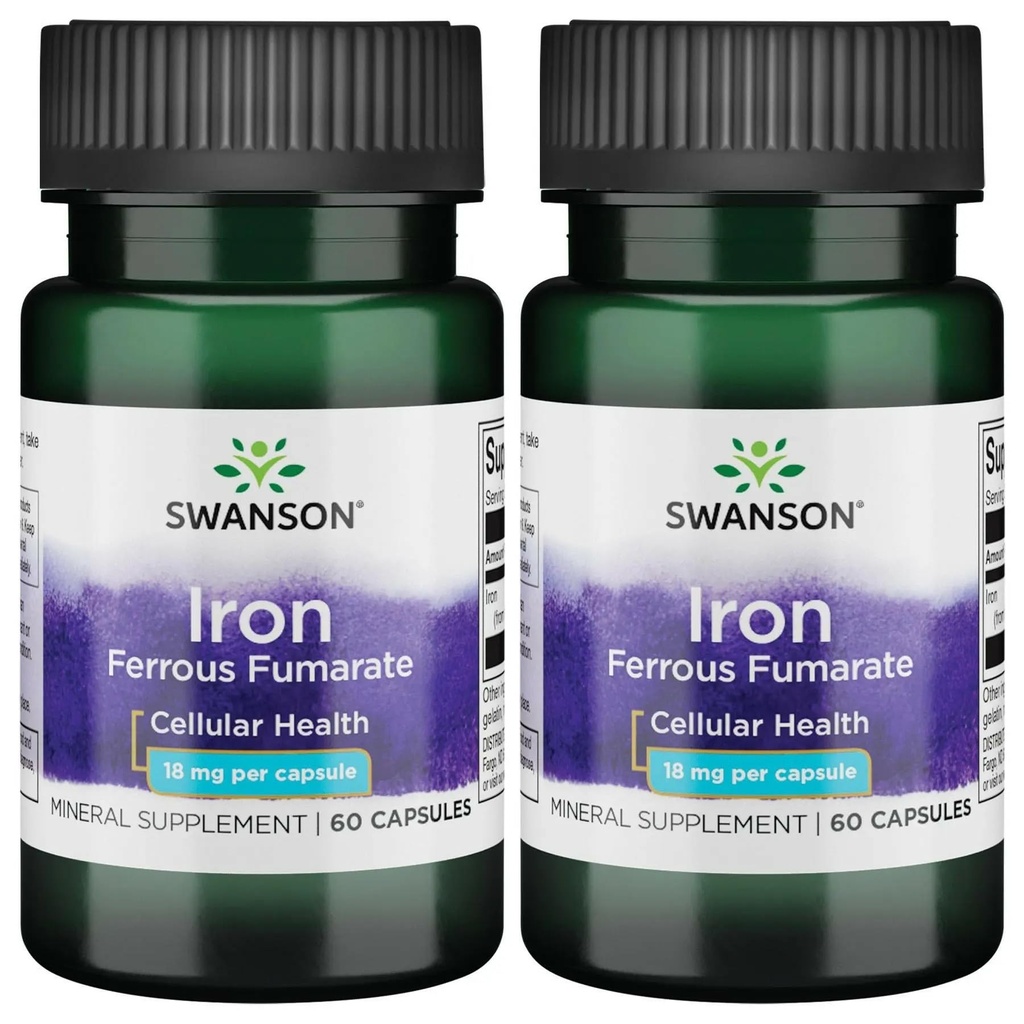 Swanson Iron (Ferrous Fumarate) - Συμπλήρωμα Ορυκτών Προωθώντας την Ενεργειακή Υποστήριξη - Υψηλής Συγκέντρωσης Formula Βοηθάει στην Παράδοση Οξυγόνου & Λιπαρά Οξέα Μεταβολισμός 60 Sgels (2 Pack)