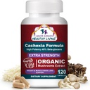 CANCER SCIENCES Cachexia Supplement, USDA Certified Organic Mushrooms Extract Capsules, Extra Strength 1.500 mg, High Potency 40% Beta-Glucans, ανοσοποιητική & μεταβολική υποστήριξη, υποστήριξη βάρους & μυϊκής μάζας