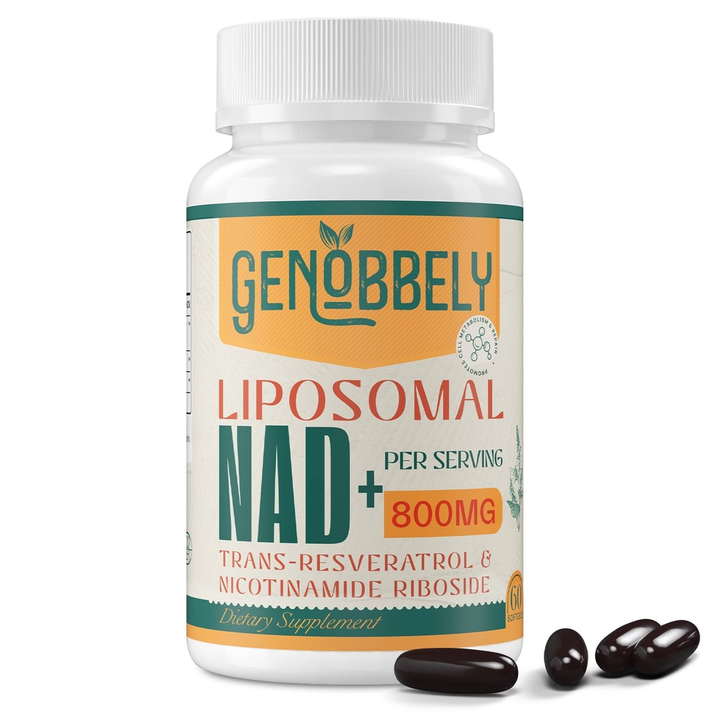 800 mg Λιποσωμική NAD+ Συμπλήρωμα με Nicotinamide Riboside 200 mg, Trans-Reεσβερατρόλη 100 mg - True NAD συμπλήρωμα για την επισκευή DNA, υγιή γήρανση, λειτουργία του εγκεφάλου - 60-Ημέρα προσφοράς