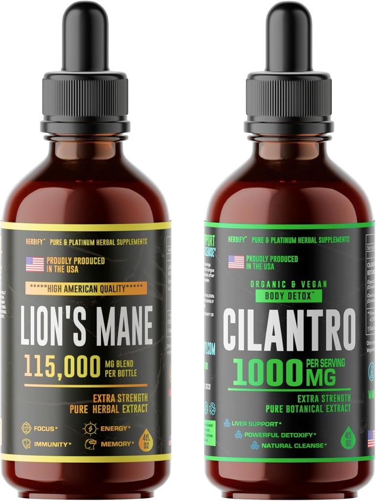 HERBIFY Bundle - Lions Mane Drops & Cilantro Βάμμα - Brain Boost & Body Detox