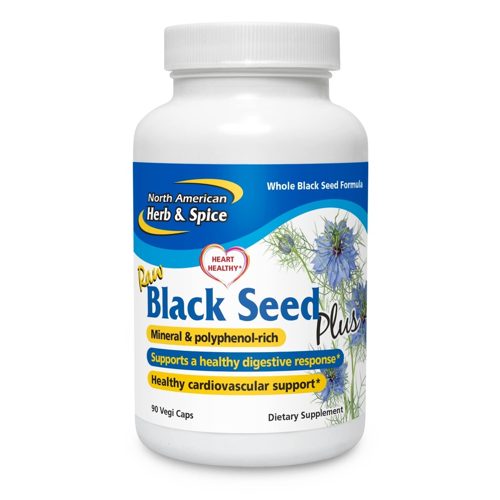 NORTH AMERICAN HERB & SPICE Black Seed Plus - 90 Vegi Capsules - Mediterranean Black Seed & Cumin Spice Complex - Heart Health, Immune & Digestive Support - 45 Servings