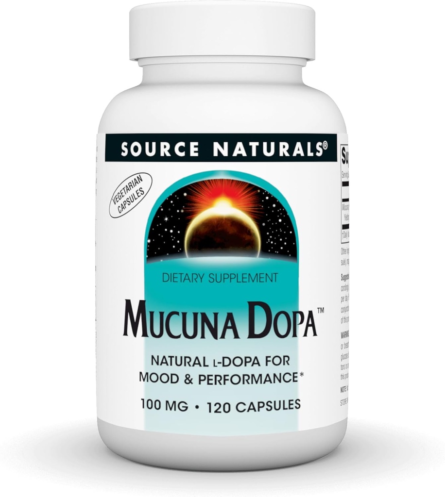 Πηγή Naturals Mucuna Dopa, για Mood & Performance*, 100 mg - 120 κάψουλες χορτοφάγων