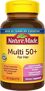 Nature Made Multivitamin For Women 50+ No Iron, Multivitamins for Women 50 Plus, Daily Nutritional Support, Nature Made Multi Vitamins, 90 Tablets, 90 Day Supply