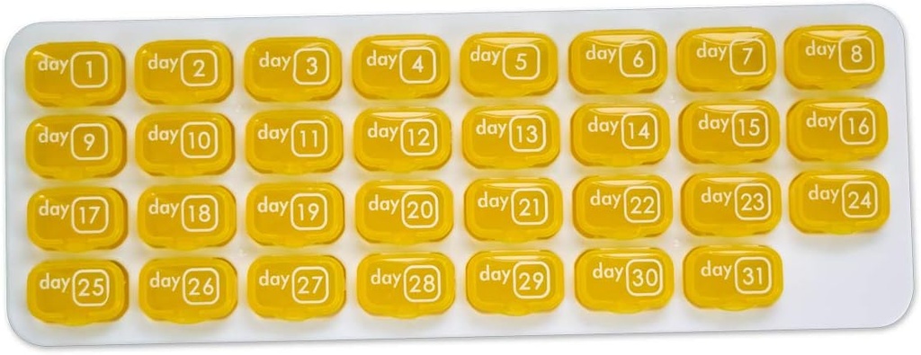 31 ημέρα μηνιαία Pol Pod Organizer για την εύκολη διαχείριση φαρμάκων - Μείνετε σε τροχιά με την ημερήσια συμπλήρωμα βιταμίνης Med Boxes, Έτοιμη για Ταξίδι - Κίτρινο