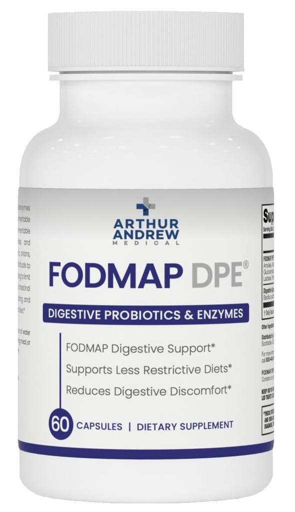 Arthur Andrew Medical - FODMAP DPE, Digestive Probiotics and Enzymes, Relief for FODMAP Infenderance and Highly Fermentable Foods, Vegan, Non-GMO, 60 Κάψουλες
