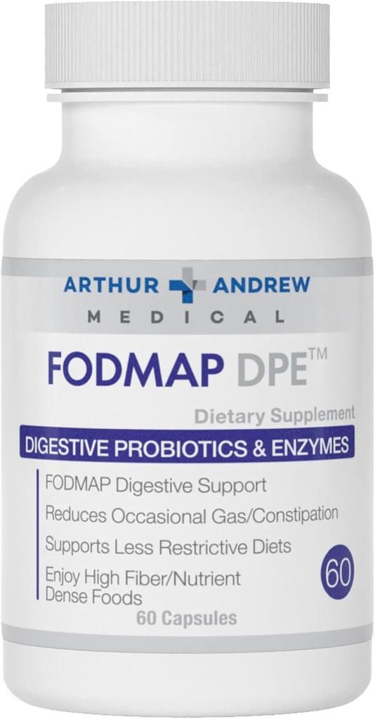 Arthur Andrew Medical - FODMAP DPE, Digestive Probiotics and Enzymes, Relief for FODMAP Infenderance and Highly Fermentable Foods, Vegan, Non-GMO, 60 Κάψουλες