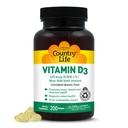Country Life Vitamin D3 5000 IU for Immune and Bone Health, Calcium Absorption, and Colon Health - Sustainable Source from Lanolin, Available in Various Strengths