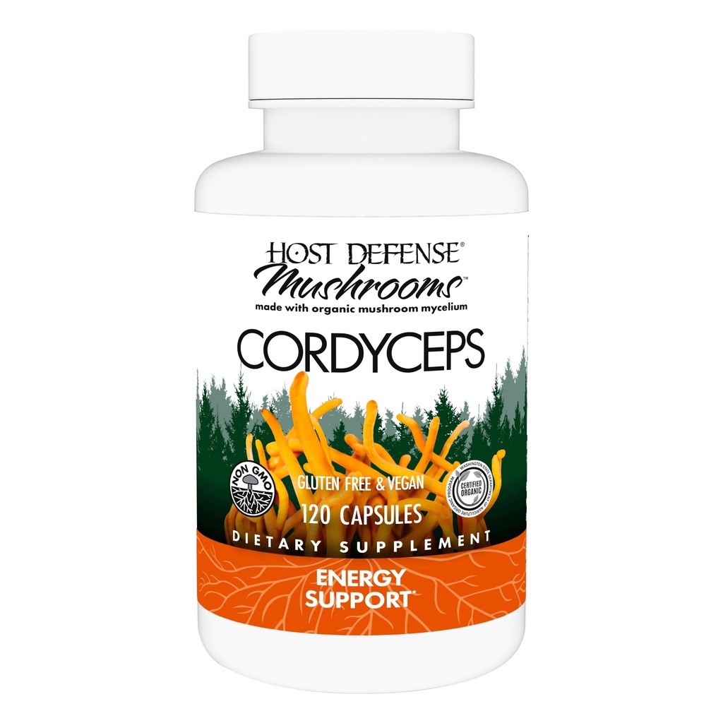 Κάψουλες Host Defense Cordyceps - Immune & Energy Support Supplement - Συμπλήρωμα Υγείας Νεφρού με Cordyceps - Συμπλήρωμα Υποστήριξης Καταλληλότητας για να βοηθήσει την πρόσληψη οξυγόνου - 120 κάψουλες (60 εξυπηρετούν)*