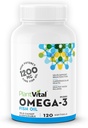 Plantvital Omega 3 Fish Oil Capsules - Pure Norwegian Omega 3 Supplement - Triple Strength - No Fish Flavor - Molecularly Distilled - Supports Cognitive, Joint, Eye, Hair and Heart Health - 120 Count