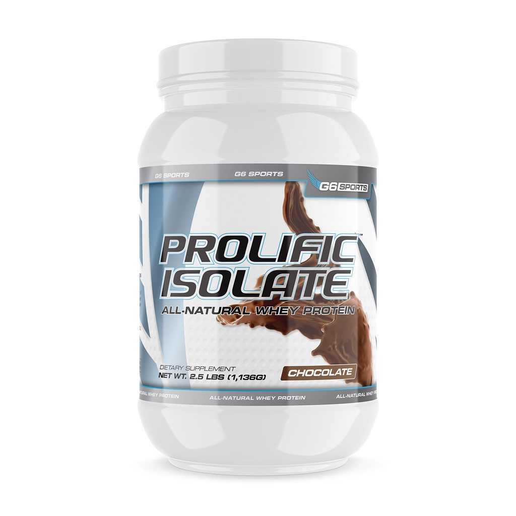 G6 Sports Nutrition Prolific Isolate All Natural Whey Protein Isolate (Απλό, χωρίς λακτόζη, Stevia Sweated, 25g Protein, 100 θερμίδες) – 2,5lb Jar – Σοκολάτα