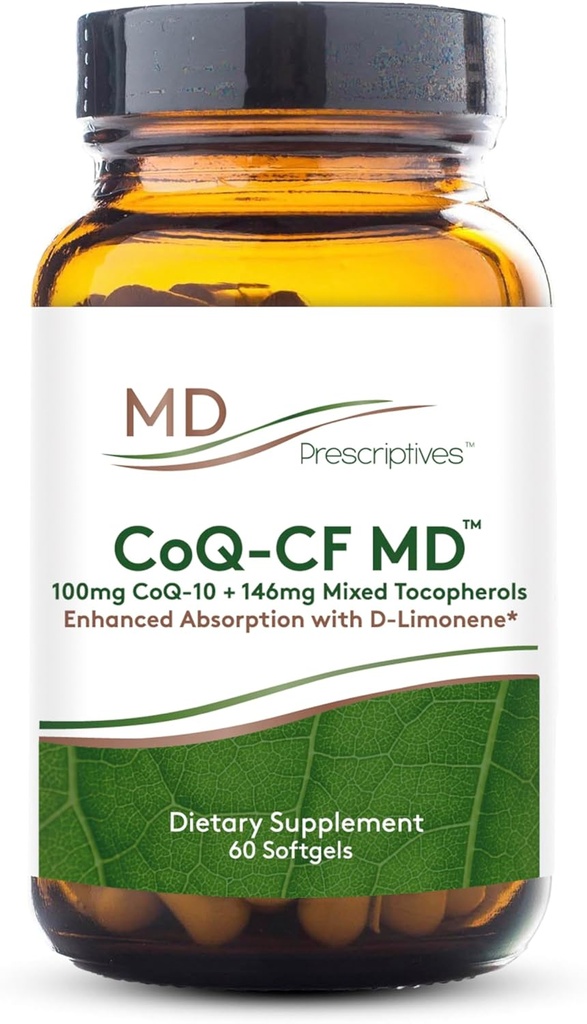 MD Prescriptives CoQ-CF MD - Coenzyme Q10 Dietary Supplement with Vitamin E - CoQ10 100mg Optimal Absorption Formula - 1 Capsule Daily - 60 Softgels