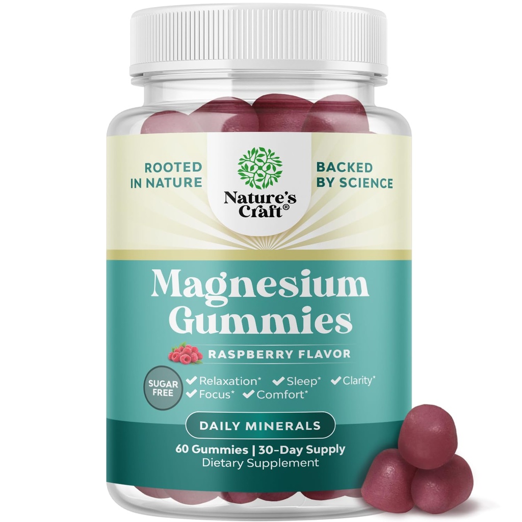 Sugar-free Επιπλέον δύναμη Ηρεμία Μαγνήσιο Gummies για ενήλικες - Χαλαρωτικό Μαγνήσιο Citrate Gummies με Elemental Mag - Βοηθητικό ύπνου Μαλακό μασήματα Βατόμουρο Γεύση - σώμα & μυαλό Χαλάρωση - 60 κόμης