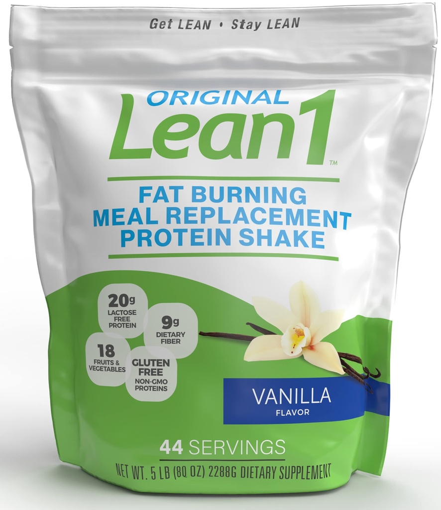 Lean1 Vanila, Meal Replacement Protein Shake, 44 σε συσκευασία 5lb