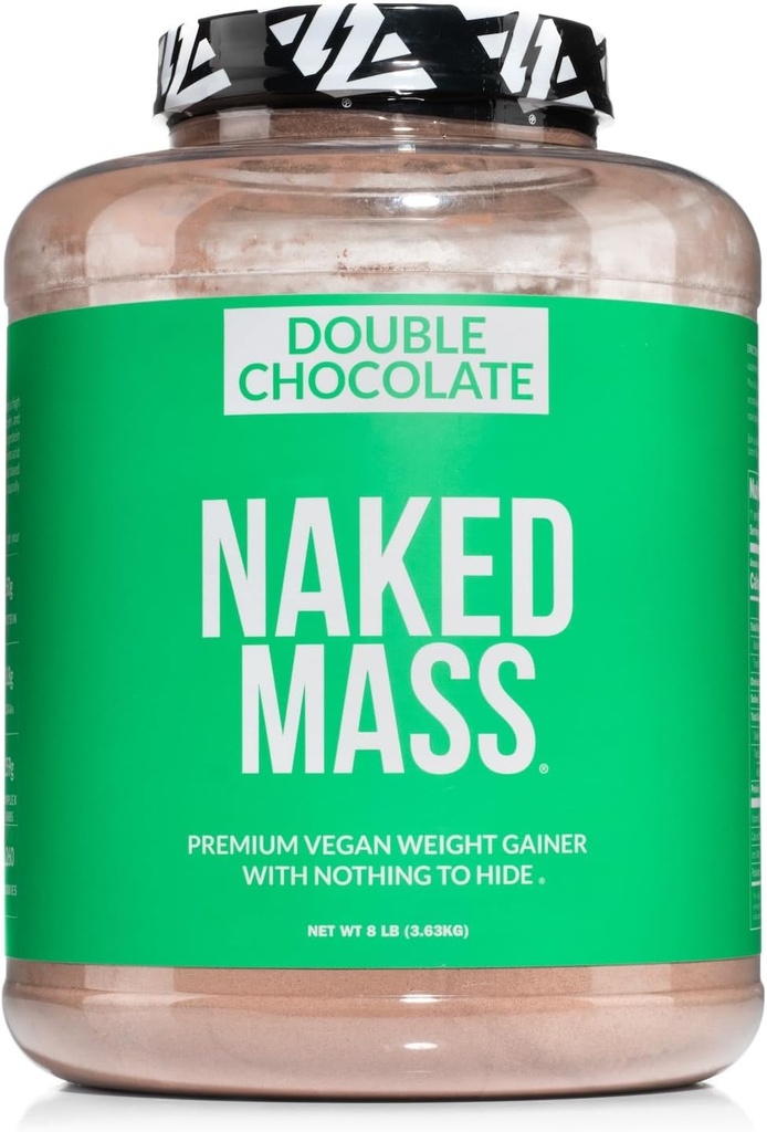 NAKED Vegan Mass - Διπλό Κερδιστής βάρους σοκολάτας - 1.260 θερμίδες, 50G πρωτεΐνη, τίποτα τεχνητό, όλα τα φυσικά σκόνη πρωτεΐνης σοκολάτας, μη GMO, σόγια & χωρίς γλουτένη - 8LB χύμα - 11 εξυπηρετούν