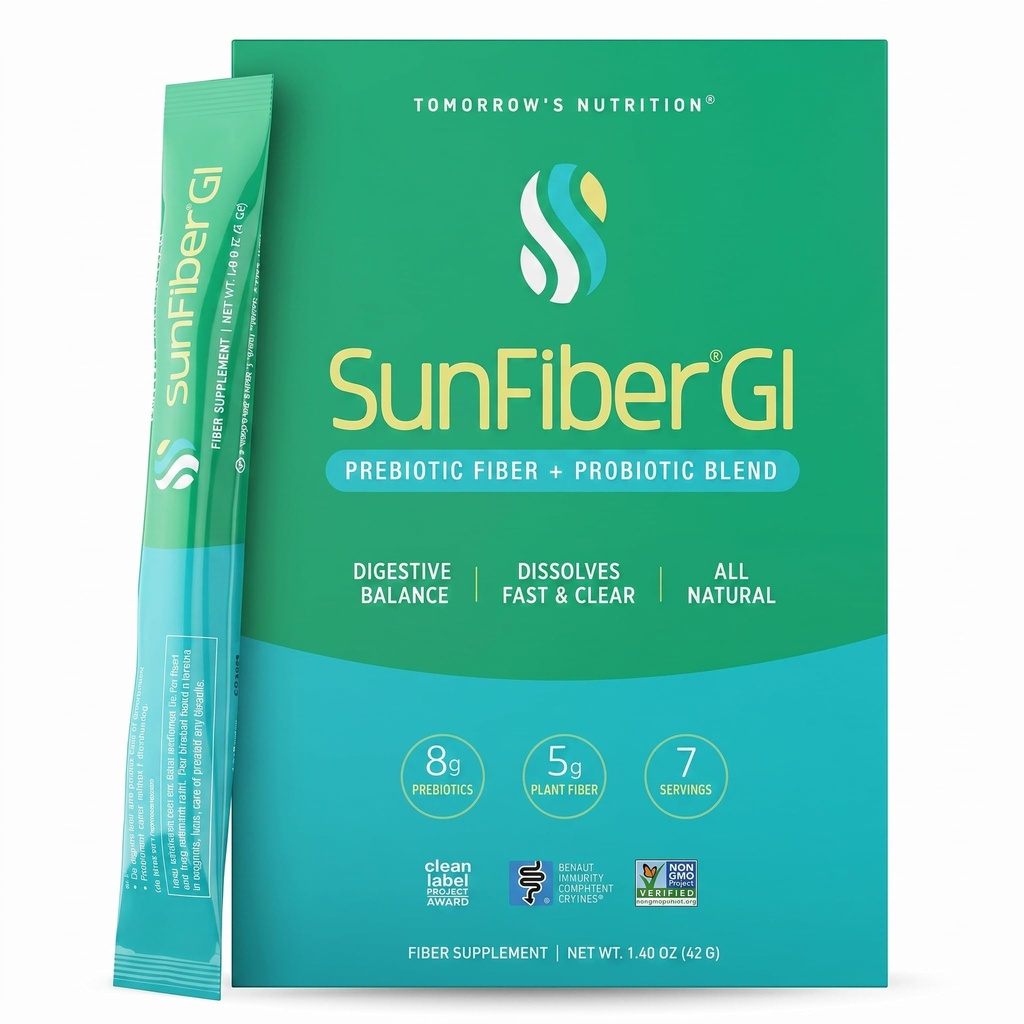 Αυριανή Διατροφή Sunfiber GI 7-Day Kit, Prebiotic Fiber & Probiotics, 5g Prebiotic Fiber & 8 δισεκατομμύρια Probiotics ανά υπηρεσία, χαμηλή FODMAP, 7 πακέτα, Αγεύση
