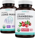 Εξοικονομήστε $4 (12% off) - Mind & Body Bundle - Βιολογικό συμπύκνωμα Cranberry (50:1 Συμπύκνωμα - Ισούται 25.000mg Fresh Cranberries) και Βιολογικά Lions Mane (10:1 Extract - Ίσα 10.000mg Μανιτάρια)