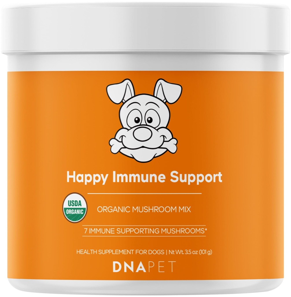 Ευτυχισμένη Ανοσία USDA Certified Organic Mushroom Complex for Dogs, Organic Cordyceps Shiitake Reishi, Vegan Mushroom Blend Powder Canine Supplement, Advanced Mushroom Mix, Non-GMO, 3.5 oz