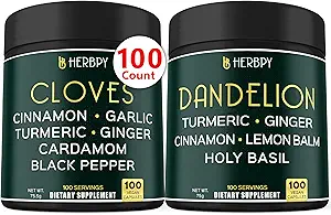 Bundle 7in1 Cloves Supplement & 6in1 Dandelion Supplement - Support Immune, Digestion and Heart Health