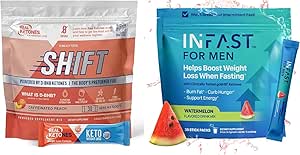 Real Ketones Intermittent Fasting Drink Mix Bundle for Weight Loss Support Caffeine Peach Shift Electrolytes & Intermittent Fasting Electrolytes for Men with BHB Exogenous Ketones (30 Count Each)