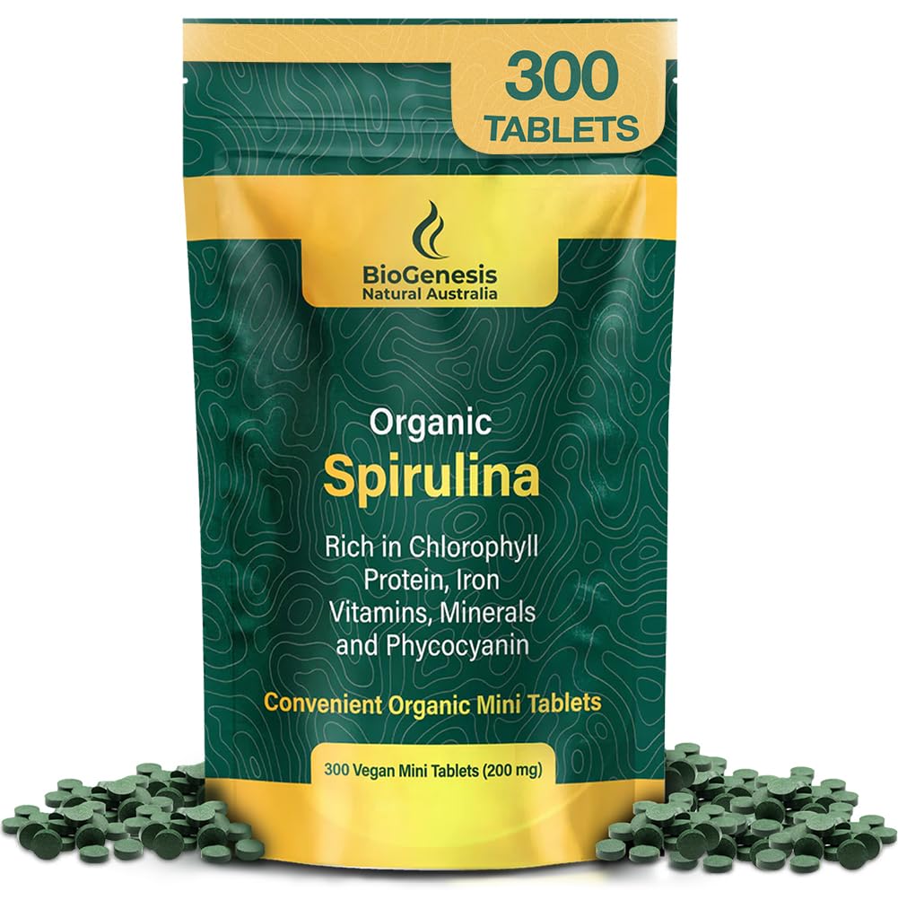 Βιογένεση Βιολογική Spirulina Mini Tablets – 300 Count (200 mg) 