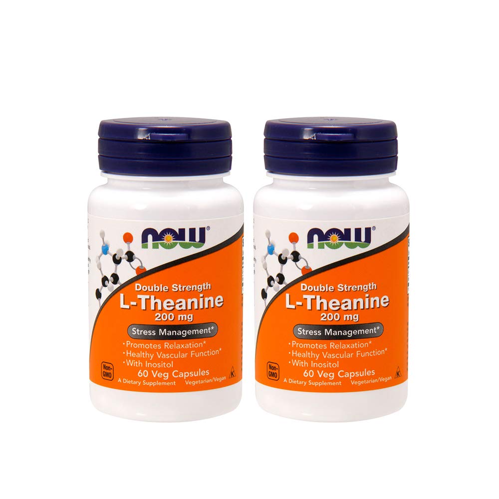 NOW Τρόφιμα L-Θεανίνη 200 mg, 60 Καψάκιο λαχανικών (2 Συσκευασία)