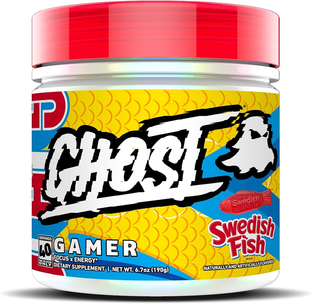 GHOST Gamer: Ενέργεια και Focus Υποστήριξη Φόρμουλα - 40 Υπηρεσίες, Σουηδικά Ψάρια - Nootropics & Φυσική καφεΐνη για την προσοχή, Ακρίβεια & Χρόνος αντίδρασης - Vegan, Χωρίς γλουτένη