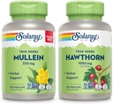 SOLARAY Mullein Leaf 330 mg και Hawthorn Berry Κάψουλες 1050 mg - Καταπραϋντικό βοτανικό πακέτο υποστήριξης για τη συνολική υγεία και ευεξία - Vegan, μη ΓΤΟ, 60 ημερών εγγύηση, εργαστήριο Επαληθευμένο, 200/180 VegCaps