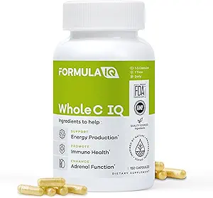 FIQ - Whole C IQ - Natural Vitamin C Supplements with Amla Fruit Extract - Iron, Energy, & Immune Support from Whole Food Sources - High Absorption Vitamin C Capsules - 90 Capsules