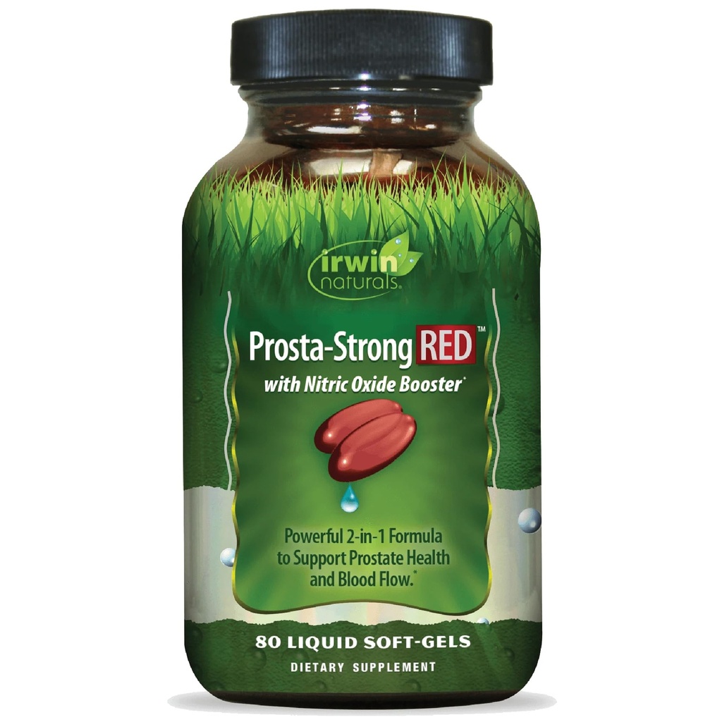 Irwin Naturals Prosta-Stong RED with Nitric Oxide Boosters - Υποστήριξη Υγείας Prostate - Saw Palmetto, Lycope, Σπόροι κολοκύθας & Περισσότερα - 80 Υγρά Softgels