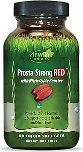Irwin Naturals Prosta-Strong RED with Nitric Oxide Boosters - Prostate Health Support - Saw Palmetto, Lycopene, Pumpkin Seed & More - 80 Liquid Softgels
