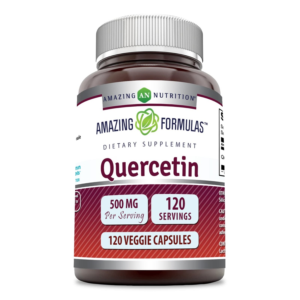 Amazing Formulas Quercetin 500mg 120 Κάψουλες Veggie συμπλήρωμα - Μη ΓΤΟ - Χωρίς γλουτένη - Υποστηρίζει τη συνολική υγεία & ευεξία