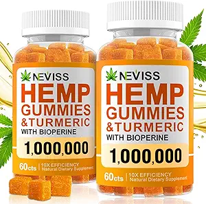 (2 Pack) Hemp Gummiés with Turmeric & Bioperine 1000000, 100% Organic Natural Hemp Gummiés Made in USA.