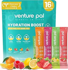 Venture Pal Sugar Free Electrolyte Powder Packets - Liquid Daily IV Drink Mix for Rapid Hydration & Party Recovery 