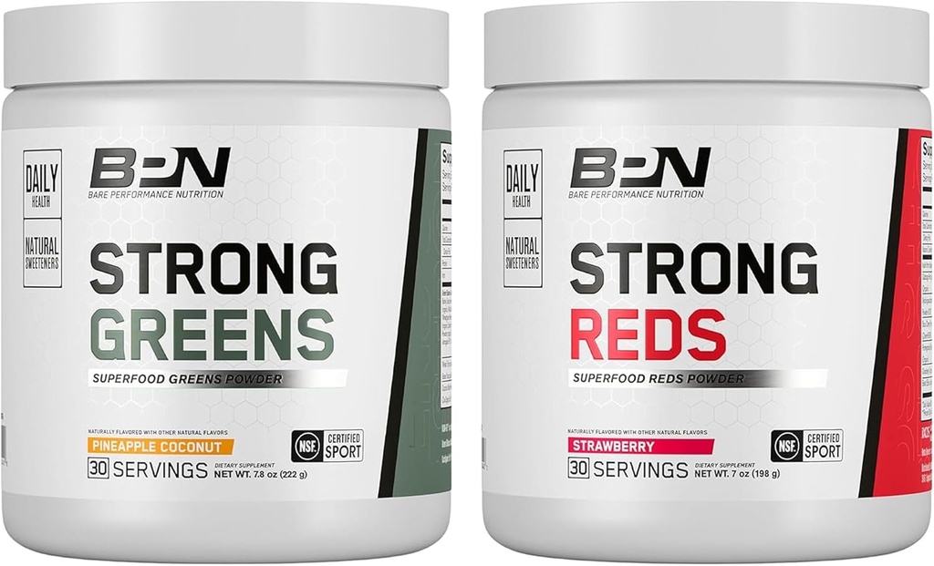 BARE PERFORMANCE BPN Ισχυρό πράσινο (Pineapple Coconut) & κόκκινο (Strawberry) Superfood Bundle