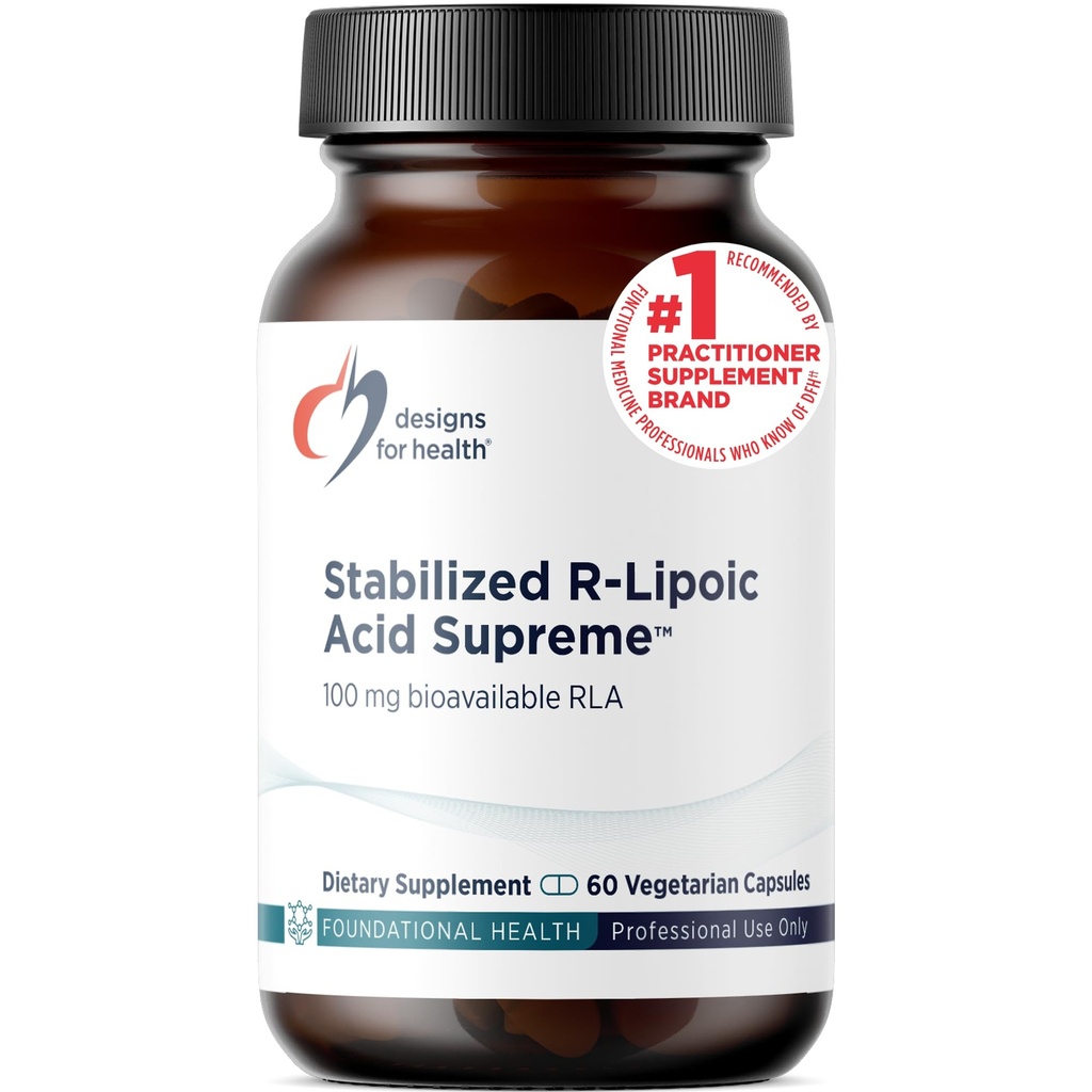 Σχέδια για την υγεία Σταθεροποιημένο R-Lipoic Acid Supreme - 100mg RLA Supplement with Taurine - Μη ΓΤΟ, Χωρίς γλουτένη (60 κάψουλες)