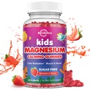 Magnesium Gummies for Kids - Μαγνήσιο Γλυκινικό Gummies με L-Θεανίνη, Χαμομήλι, Βιταμίνη Β6, D για Παιδιά & Ενήλικες Ύπνος, Άγχος, Μυική Ανακούφιση & Νεύρο Οστών - Ζάχαρη Χωρίς Φράουλα 60ct