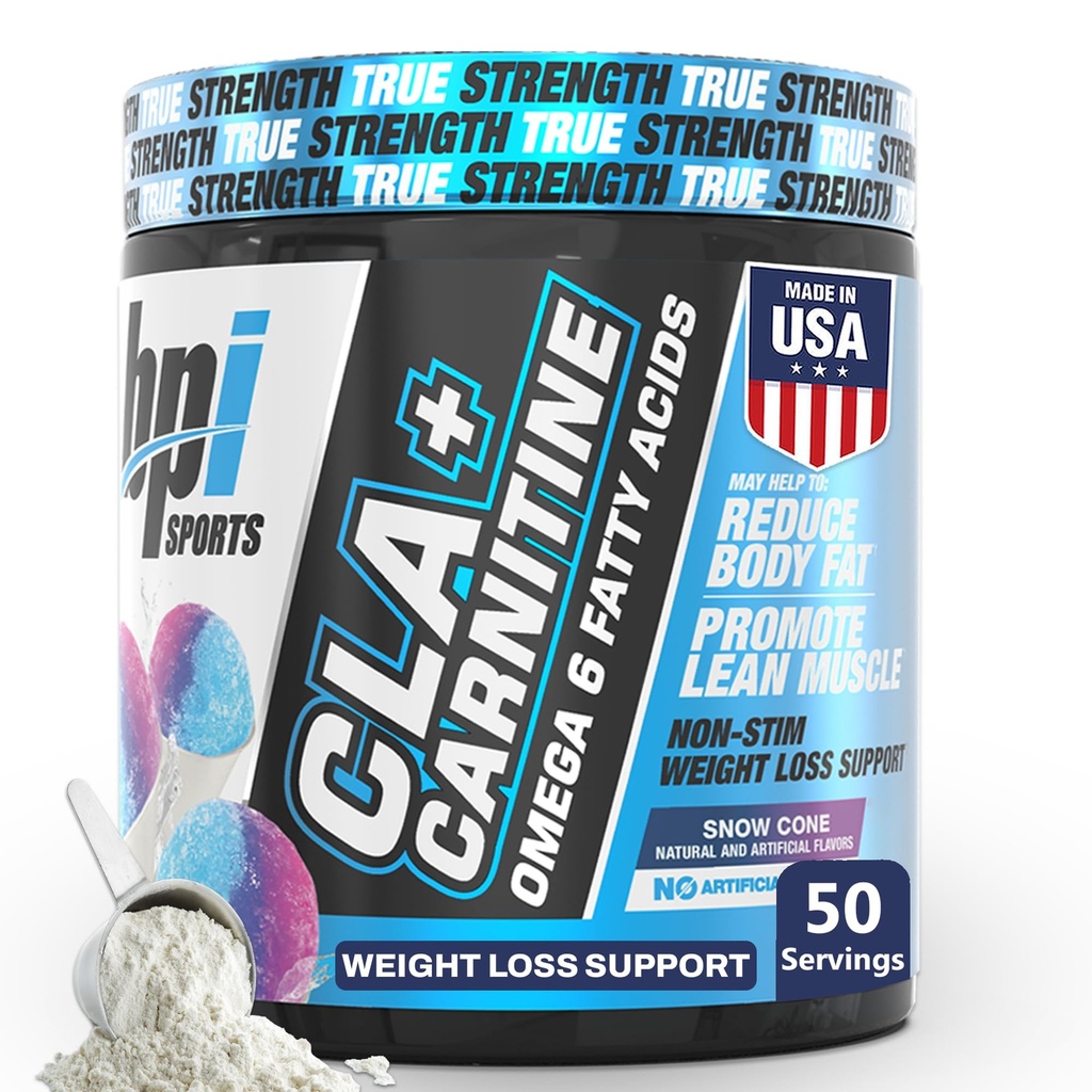 BPI Sports CLA + Carnitine – Conjugated Linoleic Acid – Weight Loss Formula – Μεταβολισμός, απόδοση, Lean Muscle – Caffeine Free – Για άνδρες και γυναίκες – Snow Cone – 50 μερίδες – 12,34 oz.