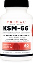 Primal KSM-66 Ashwagandha Complex (60 κάψουλες / 60 σέρβις, 600 mg ανά υπηρεσία) - KSM-66 Ashwagandha με εκχύλισμα μαύρου πιπεριού, χωρίς γλουτένη, χωρίς ΓΤΟ