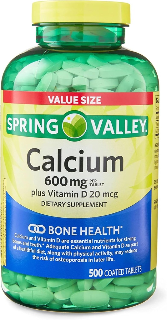 ikj Calcium Plus Βιταμίνη D Δισκία Διαιτητικό Συμπληρωματικό Μέγεθος Αξίας, 600 mg, 500 Count