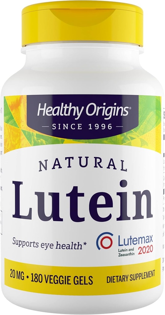 Υγιεινή προέλευση Lutein 20 mg (Lutemax 2020 με Zeaxanthin, μη ΓΤΟ, Vegan, Eye Support), 180 Veggie Gels