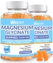 Γλυκινικό μαγνήσιο χωρίς ζάχαρη Glycinate Gummies με L-Θρεονικό, Συμπληρώματα Μαγνησίου για γυναίκες και άνδρες με Ashwagandha, L-Θεανίνη, GABA, Βιταμίνη C, B6