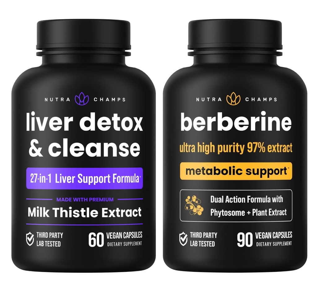 NutraChamps Liver Cleanse & Detox Capsules & Berberine Capsules