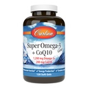 Carlson - Super Omega-3 Gems + CoQ10, 1200 mg Omega-3s 200 mg CoQ10, Λειτουργία Κυκλοφορίας, Ενεργειακή Παραγωγή & Υποστήριξη Κυκλοφορίας, 120 Softgels