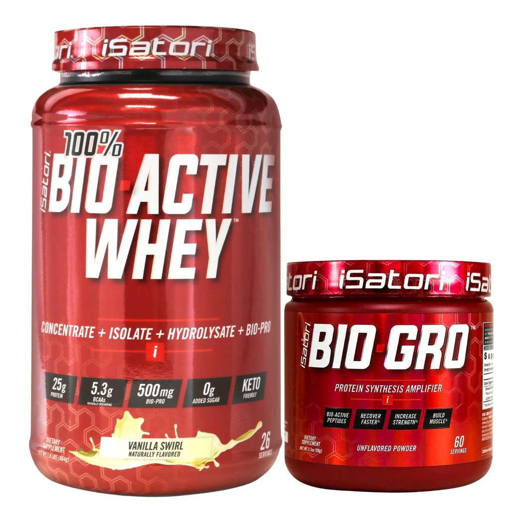 iSatori Bio-GRO Παγωτό βανίλιας (60 σερβιρίσματος) & Βιο-ενεργή σκόνη πρωτεΐνης ορού γάλακτος Άγευστη (30 σερβιέτες)
