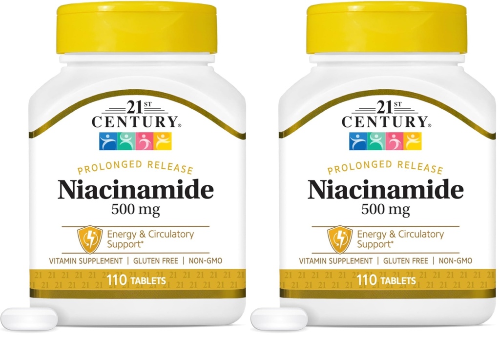 21st Century Niacinamide 500 mg Prolonged Release Tablets, 110 Count (Pack of 2)