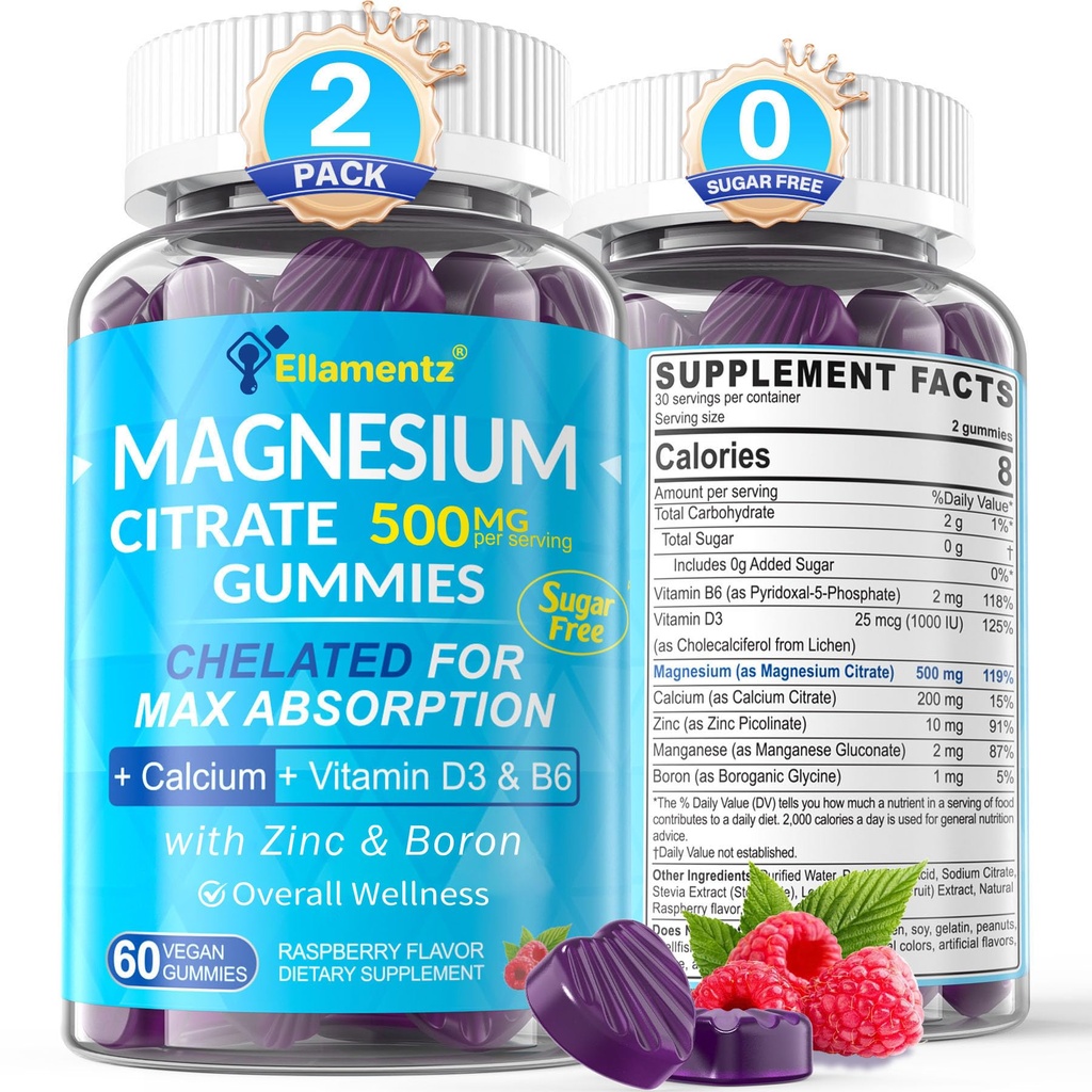 Μαγνήσιο Κιτρικό Gummies 500mg για γυναίκες άνδρες Χωρίς ζάχαρη, Μαγνήσιο Κιτρικό για δυσκοιλιότητα 