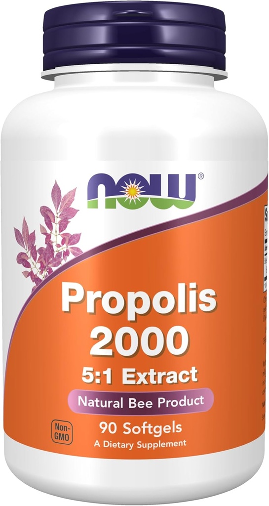 NOW Συμπληρώματα, Propolis 2.000 (Bee Propolis), 5:1 Extract, Φυσικό Προϊόν Μέλισσας, 90 Softgels