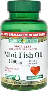 Nature's Bounty Fish Oil 1290 mg Mini Softgels - 90 ct, Συσκευασία των 5