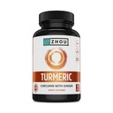 Zhou Turmeric Curcumin with Ginger - Turmeric and Ginger Supplement for Women and Men, Curcuminoids with Black Pepper Extract for Digestion and Digestive Health - 90 Veggie Capsules