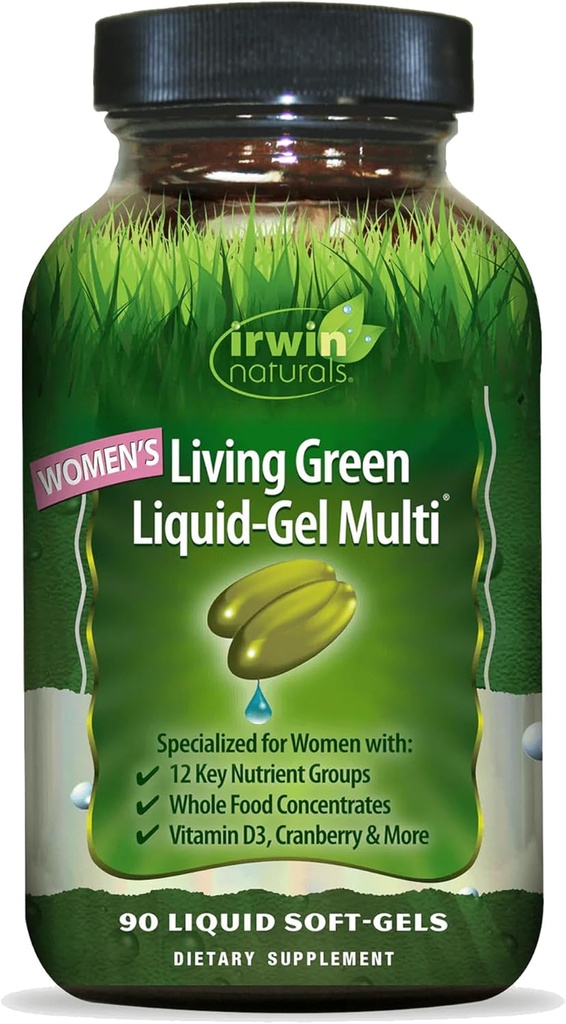 Irwin Naturals Women's Living Green Liquid-Gel Multi - 120 Liquid Softgels - Includes 70 Essential Nutrients, Vitamins & Minerals
